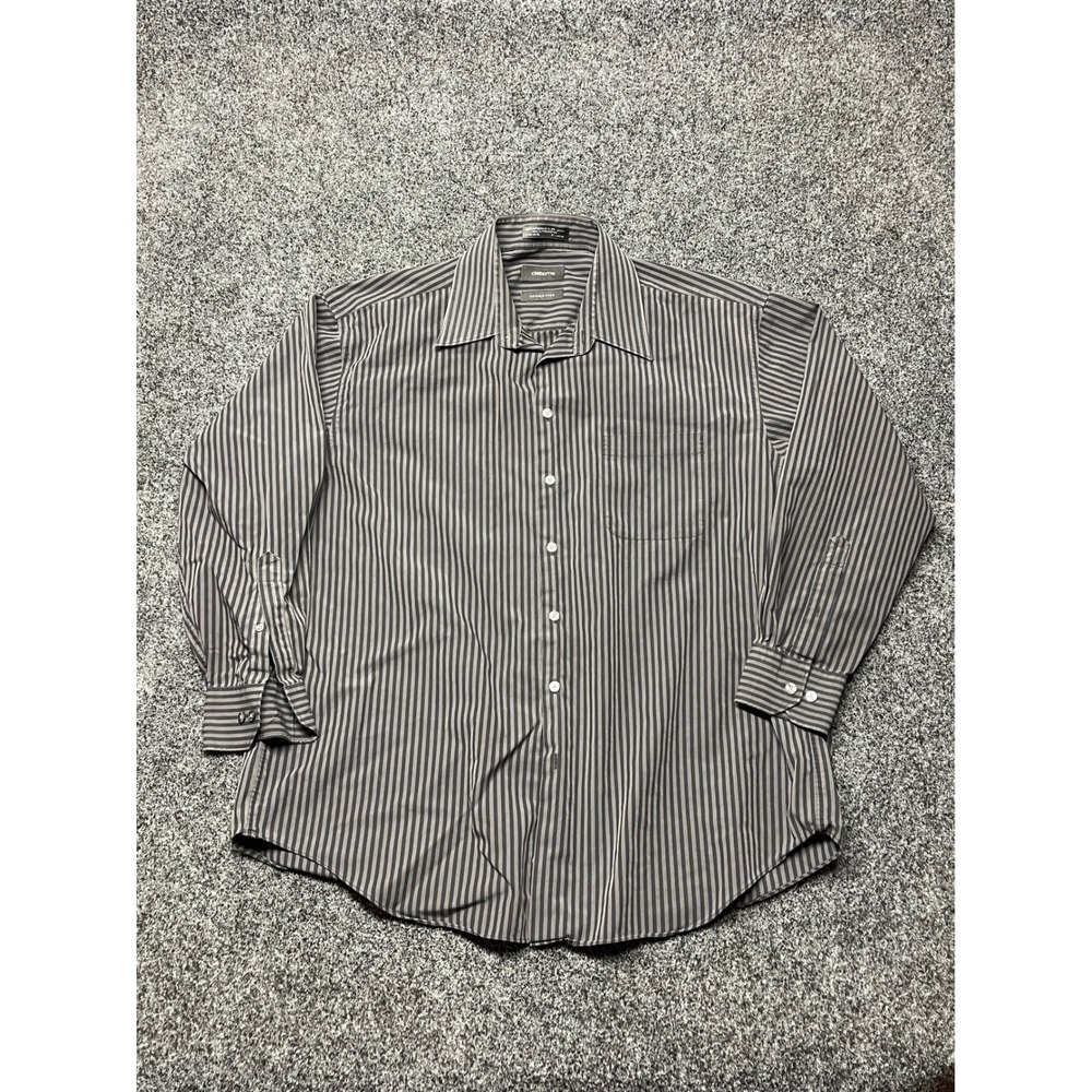 Claiborne Mens XL Striped Button Down Casual Shirt Long Sleeve Wrinkle Free
